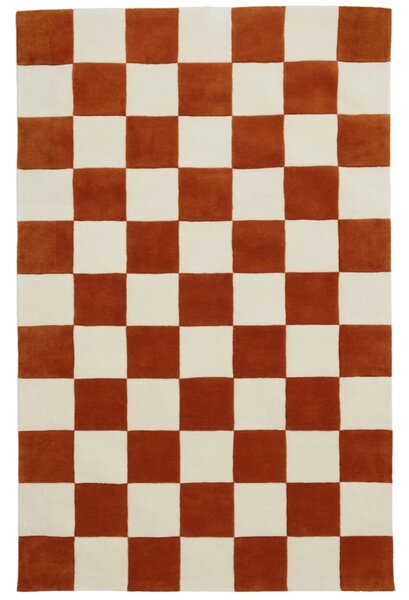 FEST Amsterdam Béžovo-oranžový vlněný koberec Checks 161 x 253 cm