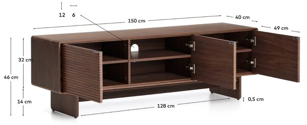 Kave Home Ořechový TV stolek Norlen 150 x 40 cm