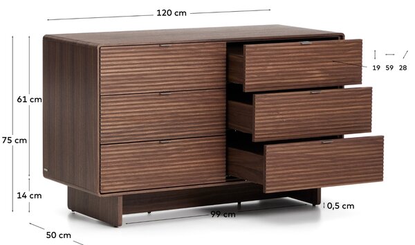 LÉTO -15% Kave Home Ořechová komoda Norlen 120 x 50 cm