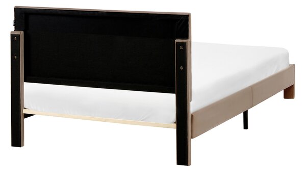 Postel s úložnými zásuvkami Umělý samet LONZAC 120 x 200 cm Taupe
