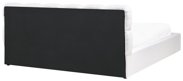 Postel s úložným prostorem BASTON Tkanina Krémově bílá 180 x 200 cm