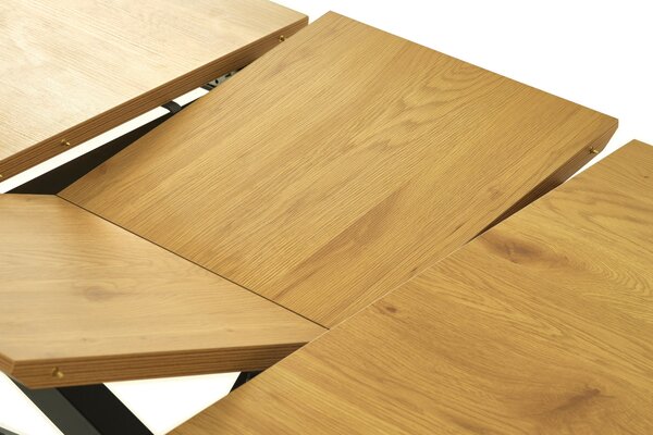 Unique Furniture Černý rozkládací jídelní stůl Cesura 160/200 x 90 cm s dubovým dekorem