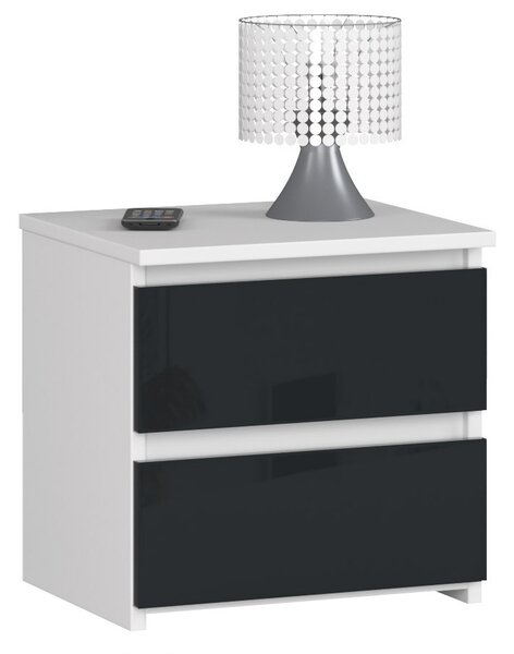 Moderní noční stolek CALIN40, bílý / grafit lesk
