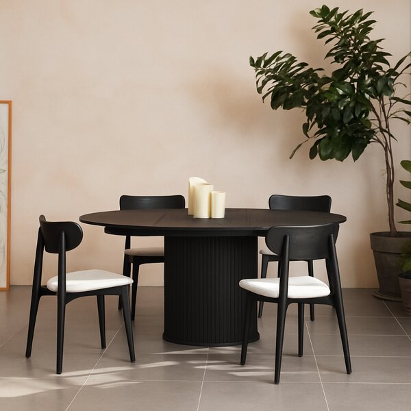 Unique Furniture Černý dubový rozkládací jídelní stůl Nola 120/167 x 120 cm