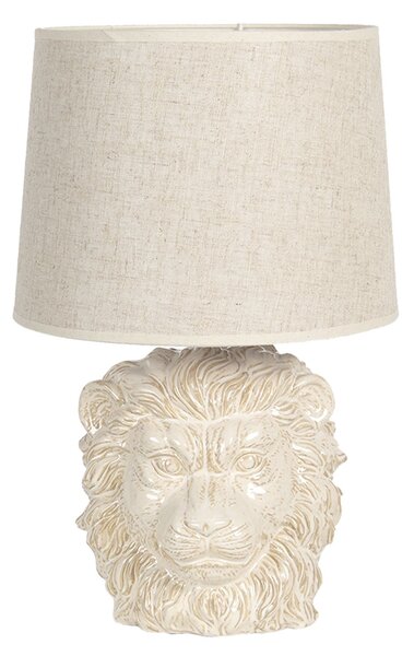 Béžová stolní lampa s hlavou lva - Ø 30*49 cm E27/max 1*60W - Clayre & Eef