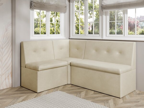 Rohová lavice Layla 130x170 (krémová). Akce -20%