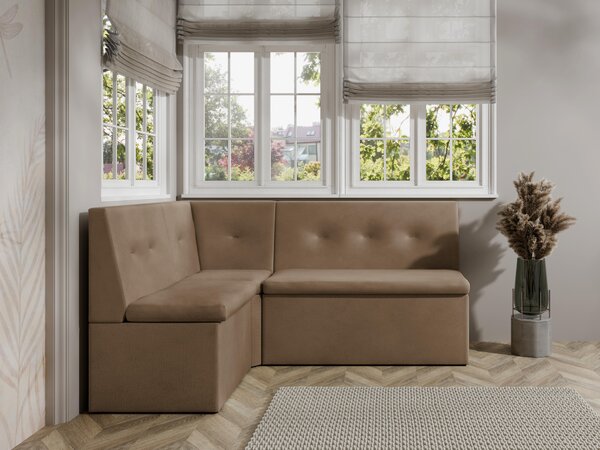 Rohová lavice Layla 130x170 (tmavě béžová). Akce -20%