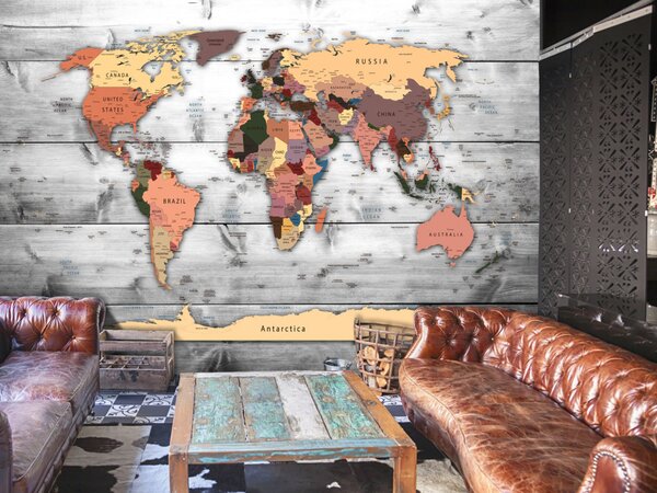 Fototapeta Světový směr - mapa světa s anglickými názvy států a měst