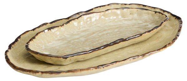 Kave Home Hnědý keramický tácek Abela 40 x 24,5 cm