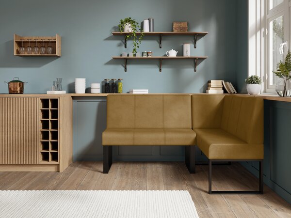 Rohová lavice Bernio 130x170 (hořčičná) (P). Akce -20%
