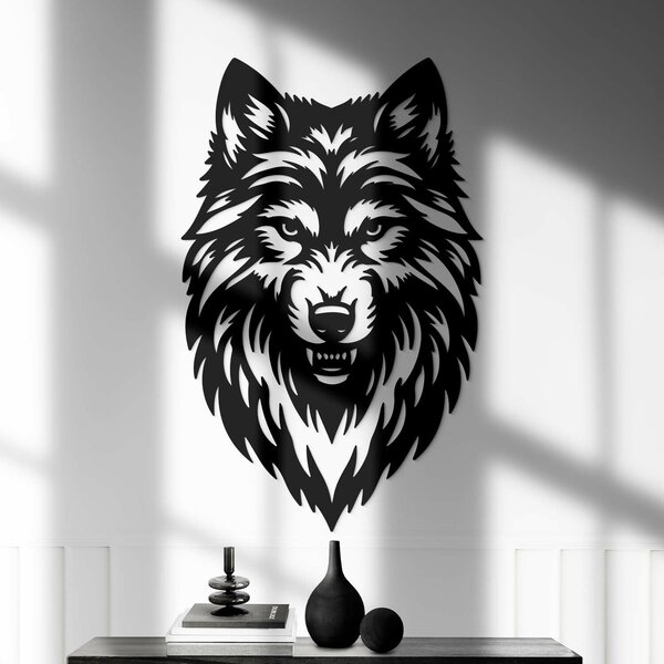 DUBLEZ | Dřevěný obraz - Dravý vlk