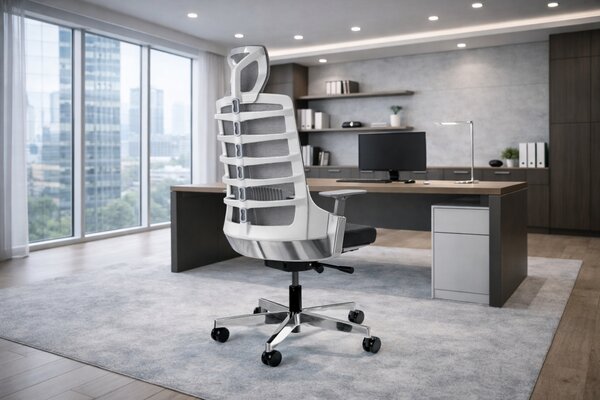 Office 360 Bílá látková kancelářská židle Spin