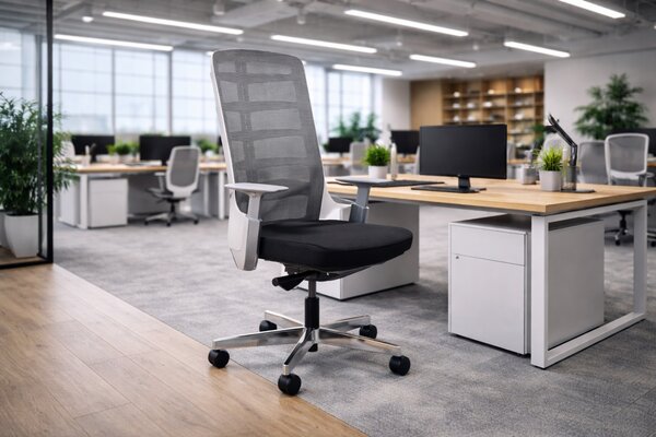 Office 360 Bílá látková kancelářská židle Spin S