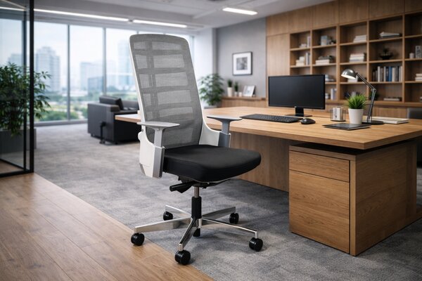 Office 360 Bílá látková kancelářská židle Spin S