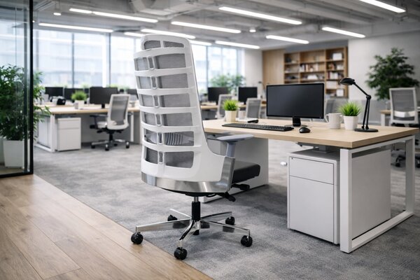 Office 360 Bílá látková kancelářská židle Spin S