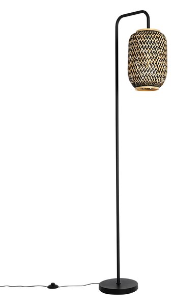 Orientální stojací lampa bambus s černou - Yvonne