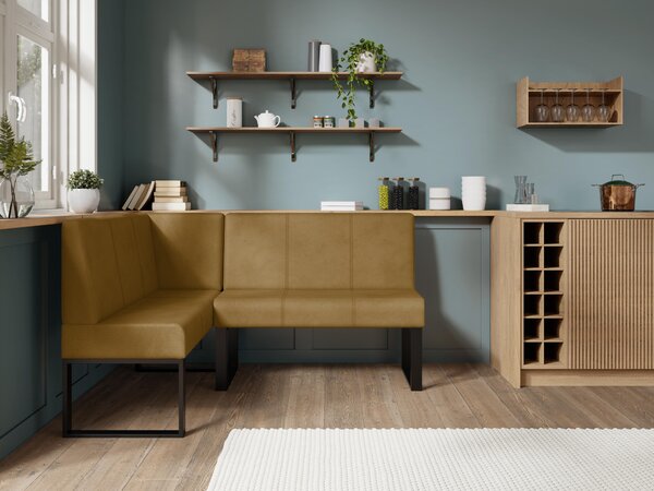 Rohová lavice Bernio 130x170 (hořčičná) (L). Akce -20%