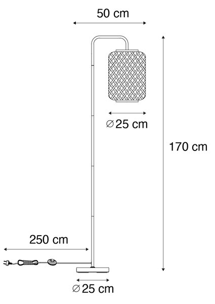 Chytrá stojací lampa bambusová vč. WiFi ST64 - Yvonne