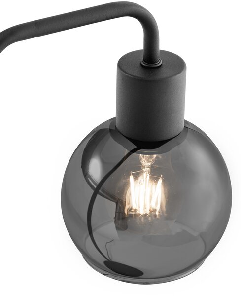 Stolní lampa Art Deco černá s kouřovým sklem - Vidro