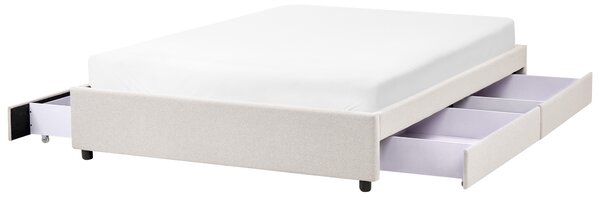 Postel s úložnými zásuvkami bez čela Tkanina PRADES 140 x 200 cm Světle béžová