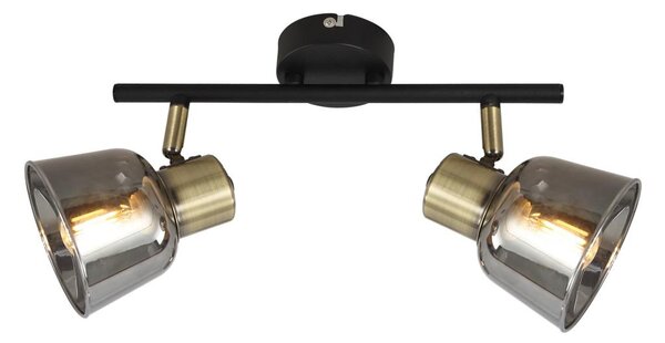 Klausen KL162005 - Bodové svítidlo SMOKY 2xE14/9W/230V černá/mosaz/šedá