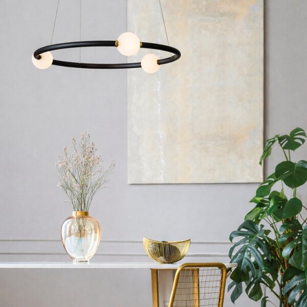 Černé závěsné LED světlo Nova Luce Celia 64 cm