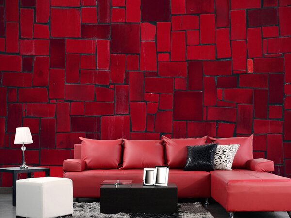 Fototapeta Rohatá imaginace - pozadí s texturou mozaiky z červených prvků