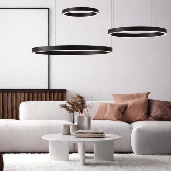 Černé závěsné LED světlo Nova Luce Elowen 80 cm