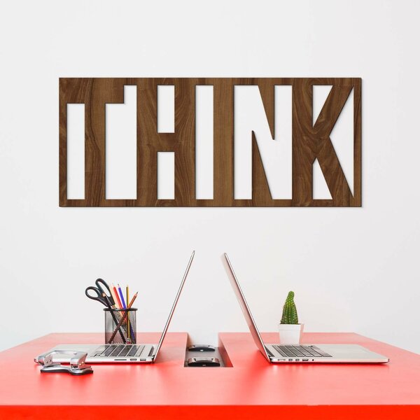 DUBLEZ | Dřevěný nápis na zeď - THINK | Obraz