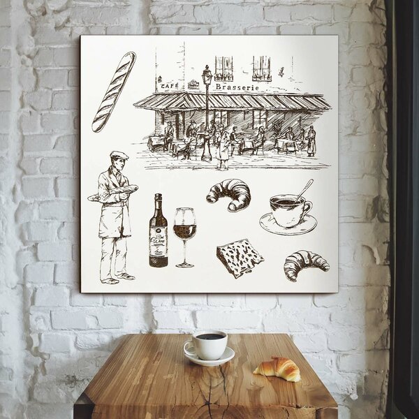 DUBLEZ | Dřevěný obraz do restaurace - Francouzská kavárna
