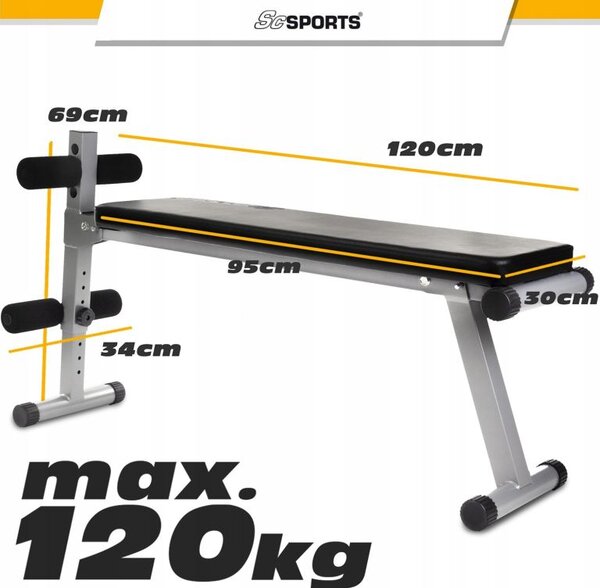 ScSPORTS Multifunkční lavice, ekokůže, černá, 120 kg