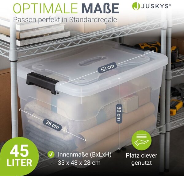 Úložné boxy s víkem 45 l, 4 ks, bílé, stohovatelné