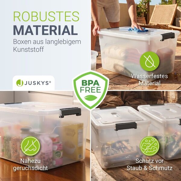 Úložné boxy s víkem 45 l, 4 ks, bílé, stohovatelné