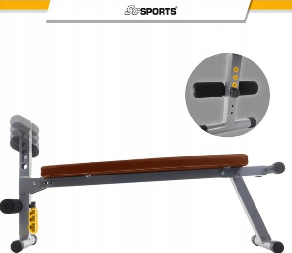 ScSPORTS Multifunkční lavice, ekokůže, hnědá, 120 kg