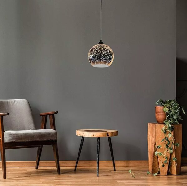 LED Solution Skleněný stříbrný lustr pro žárovku E27 Ø200mm 40121