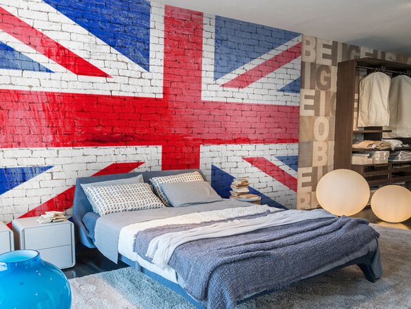 Fototapeta Vlajka Velké Británie - textura cihly s efektem malované vlajky
