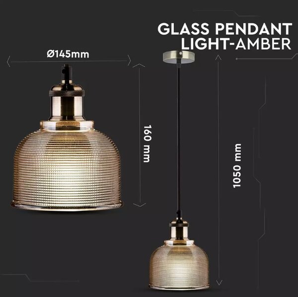 LED Solution Skleněný Amber lustr pro žárovku E27 Ø145mm 3732