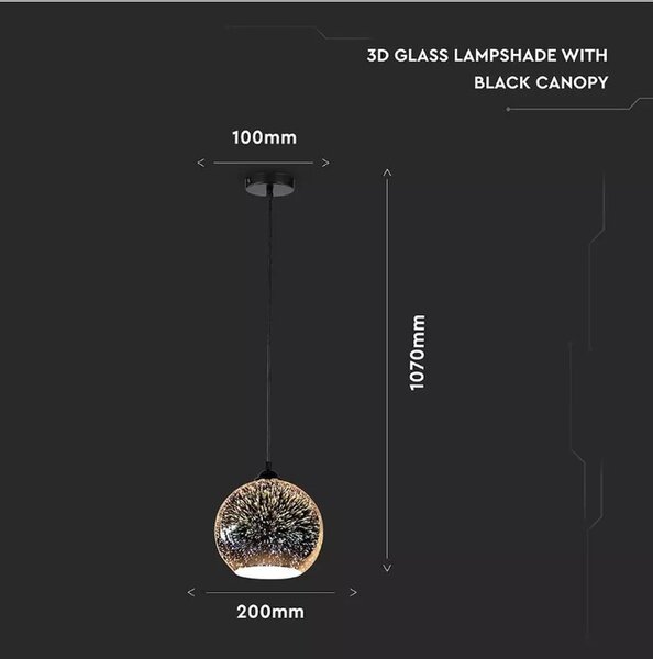 LED Solution Skleněný stříbrný lustr pro žárovku E27 Ø200mm 40121