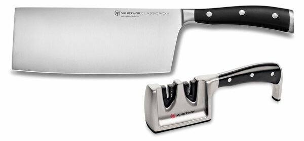 Čínský kuchařský nůž CLASSIC IKON 18 cm a Brousek - Wüsthof Dreizack Solingen (CLASSIC IKON Set nože s brouskem - Wüsthof Dreizack Solingen)