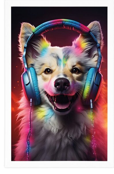 Plakát pes se sluchátky