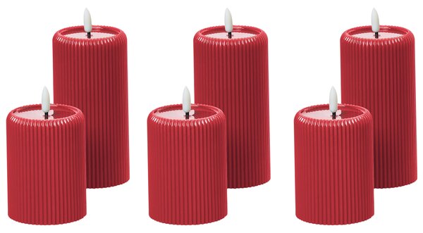 Sada 6 LED svíček NOISETTE 10/16 cm Červená