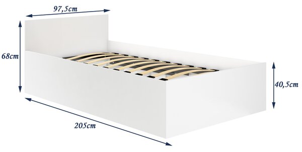 Jednolůžková postel Cezar III (bílá) (s roštem a úl. prostorem)