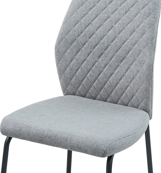 Jídelní židle Casadolce NATENA, sada 4 kusů, světle šedá, 46,5x56x92 cm, čalouněná, ergonomické opěradlo, kovové nohy