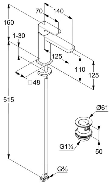 Kludi Renon umyvadlová baterie stojící chrom 422880575