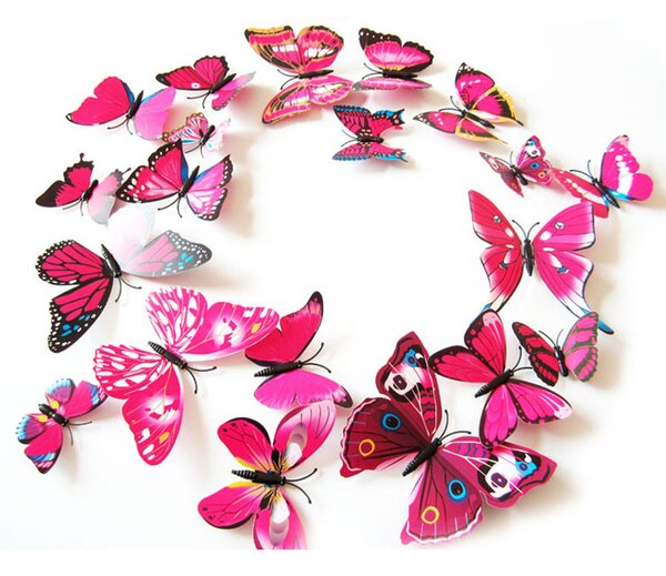 Živá Zeď Barevní 3D Motýlci Růžoví