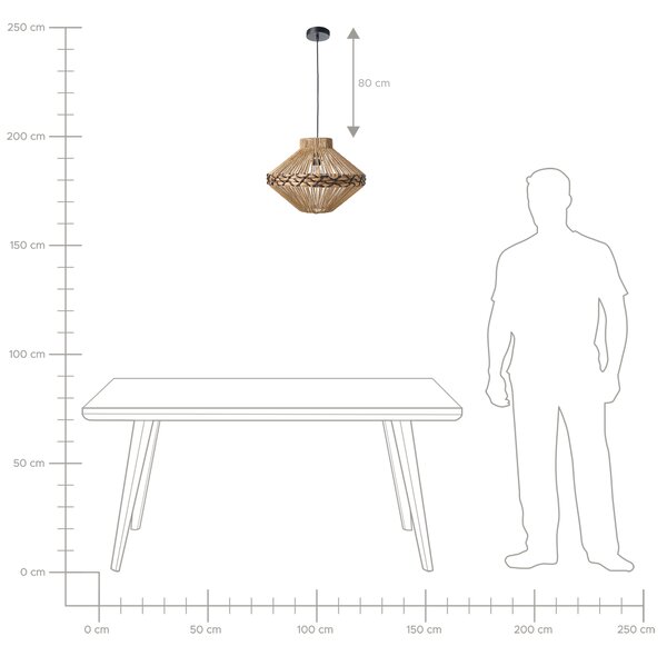 Závěsná lampa RABACCA Papírové lano Přírodní
