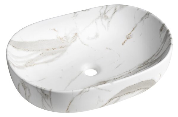 Sapho Sapho, CALEO keramické umyvadlo na desku 60x42cm, bianco carrara, CA590BC