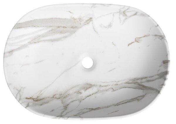 Sapho Sapho, CALEO keramické umyvadlo na desku 60x42cm, bianco carrara, CA590BC