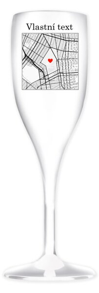 Personalizovaná nerozbitná prosecco sklenice s mapou