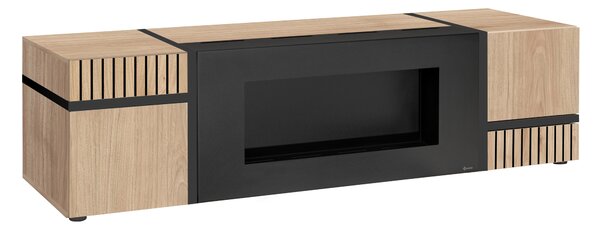TV stolík/skříňka Carlyn HJZ CS RTV-K (dub jackson hickory + černá) (s bio krbem)